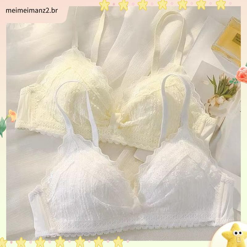 Branco não magnético roupa interior feminina seios pequenos reunindo verão estilo fino sem anel de aço meninas Anti-flac