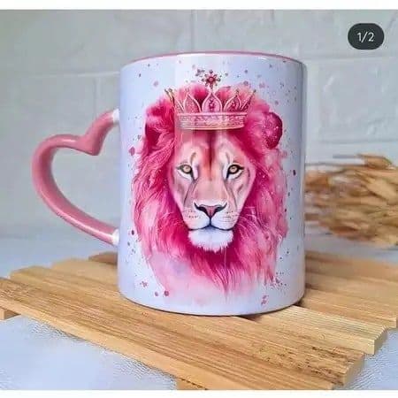 Caneca xícara Copo Personalizada Seja Forte e Corajosa com Leão Cerâmica Louça