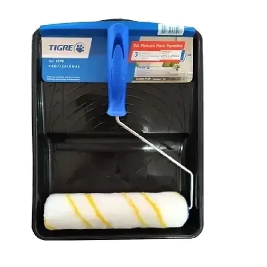 Kit De Pintura 3 Peças Tigre 1576 Rolo 23cm Suporte Bandeja
