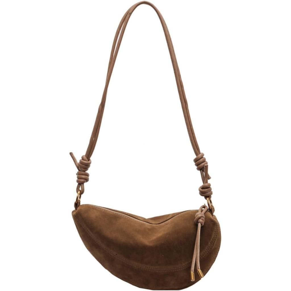 Bolsas de Camurça para Mulheres, Pequenas Bolsas de Camurça, Bolsa Crescente, Bolsa Transversal de Ombro, Bolsas de Mão