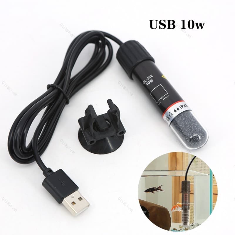 Mini Haste De Aquecimento USB Para Aquário 5V 10W Tanque De Peixes Pequeno 26 ° C Aquecedor De Temperatura Constante Ter
