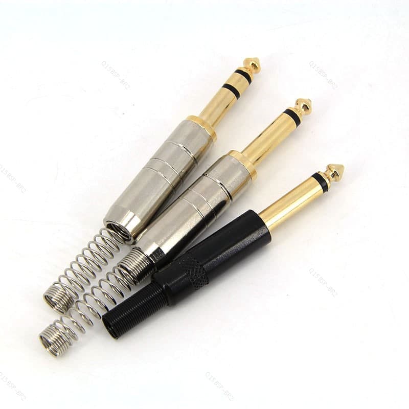 6.35mm 6.5mm Banhado A Ouro metal Macho jack Plug mono Estéreo Solda 2 Pólos 3 Adaptador De Áudio BR15B2