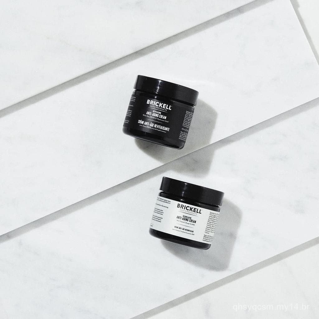 Rotina de Creme Anti-Idade para Dia e Noite Brickell para Homens, Com Vitamina C, Ácido Hialurônico e Vitamina E, Sem Pe