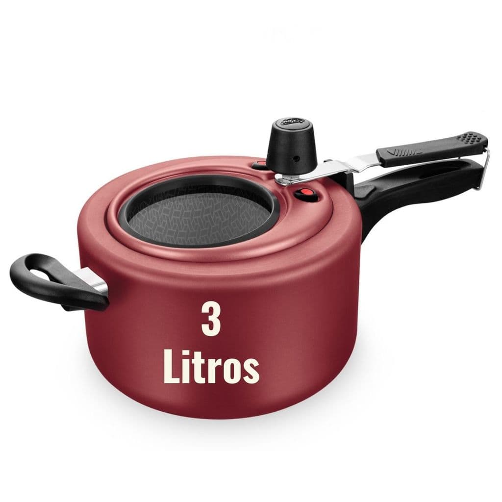 Panela de Pressão MTA 3 Litros com Visor de Vidro Temperado Antiaderente Alumínio