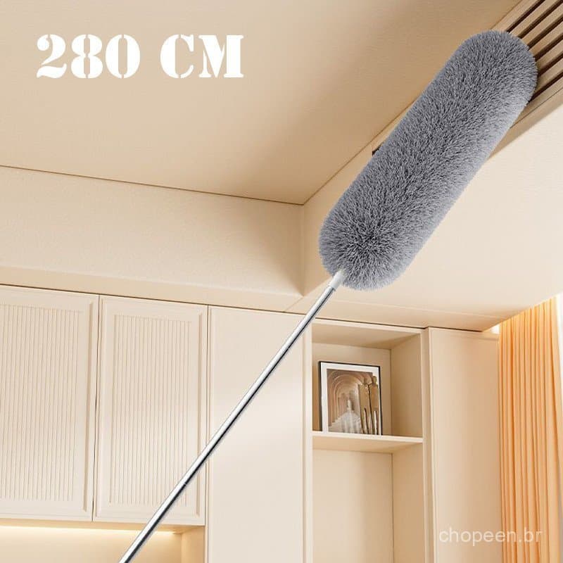 Espanador retrátil extra longo, equipado com uma haste extensível e uma escova de fibra ultrafina reutilizável, adequado