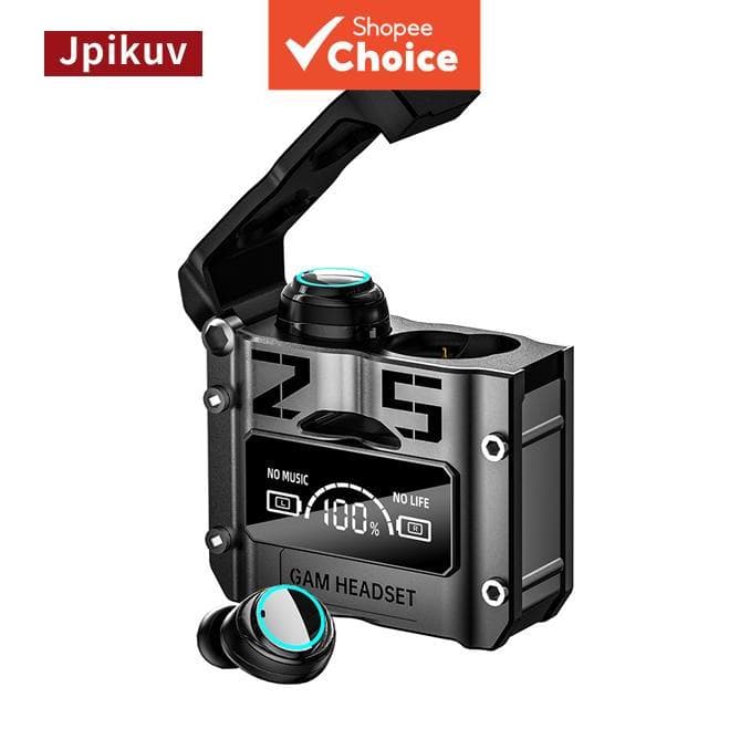Fones de ouvido Jpikuv M25 TWS, fone de ouvido gamer sem fio Bluetooth 5.2, com microfone e design futurista