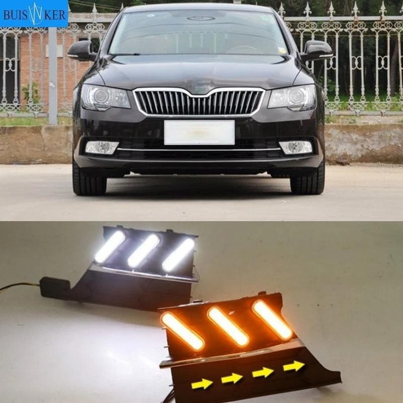 2 Pçs Super Brilho Carro DRL Lâmpada 12V À Prova Dwaterproof Água ABS LED Luz De Circulação Diurna Para Skoda Superb 201