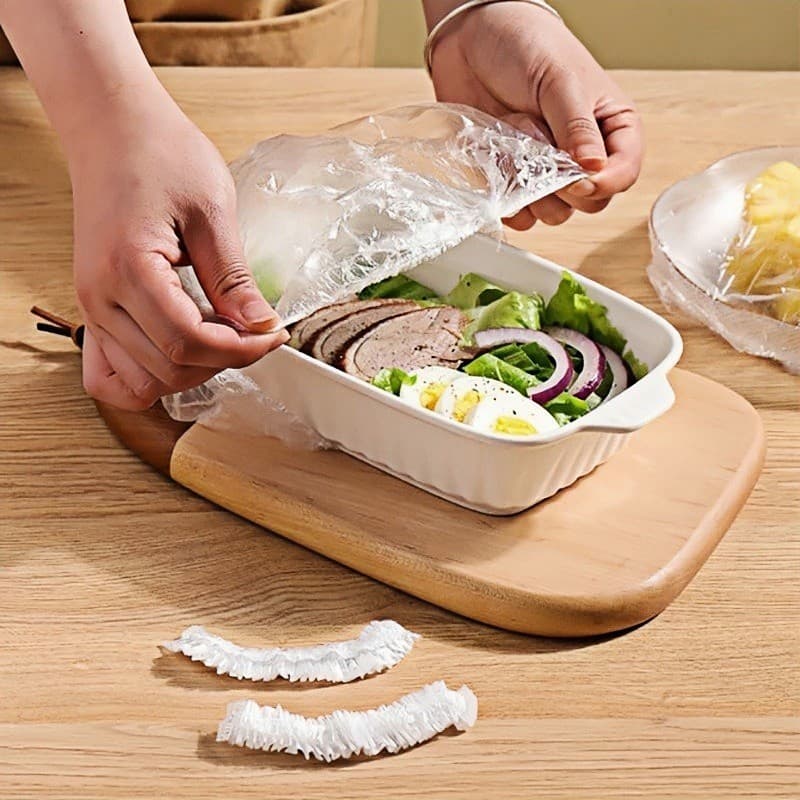 kit 100 Tampas Plásticas Descartáveis para Alimentos – Para Potes, Recipientes e Conservação