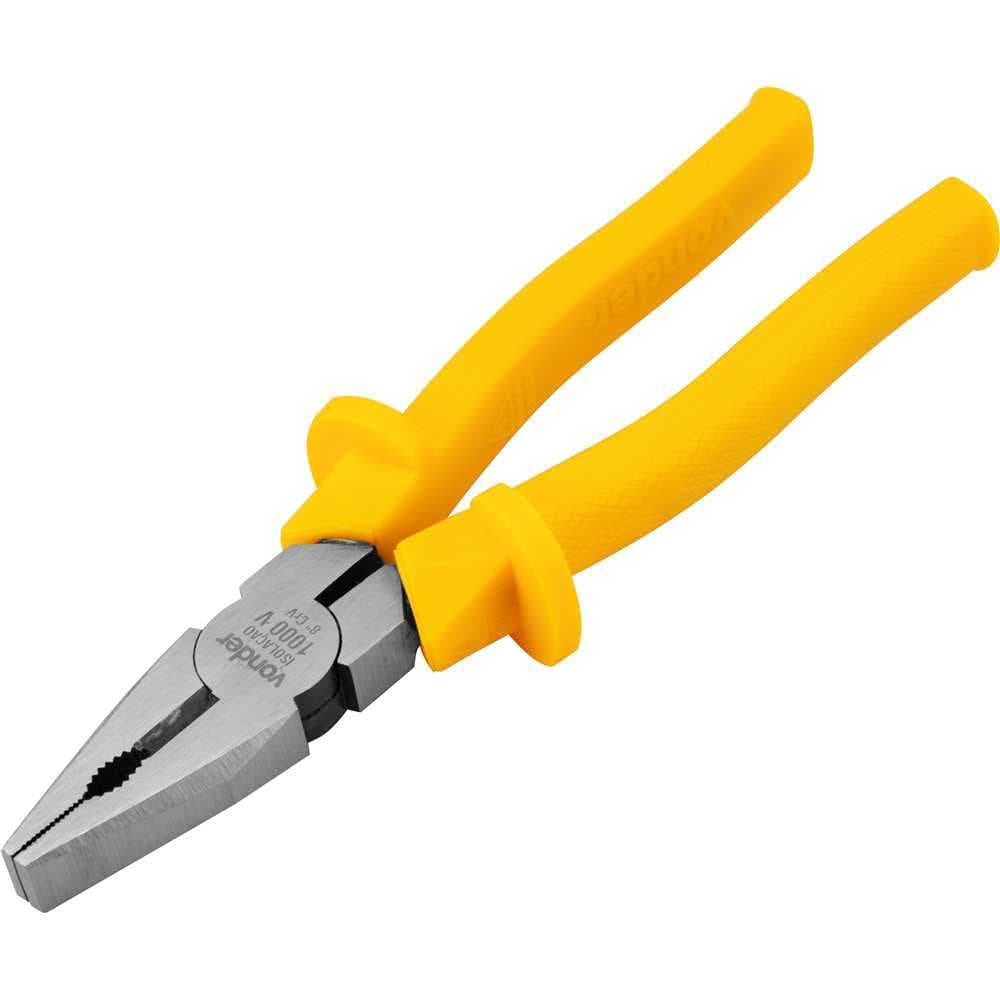 Alicate Universal 8" Vonder CRV Isolação 1000V Cabo Ergonômico Original Profissional Amarelo Aço Cromo Vanádio
