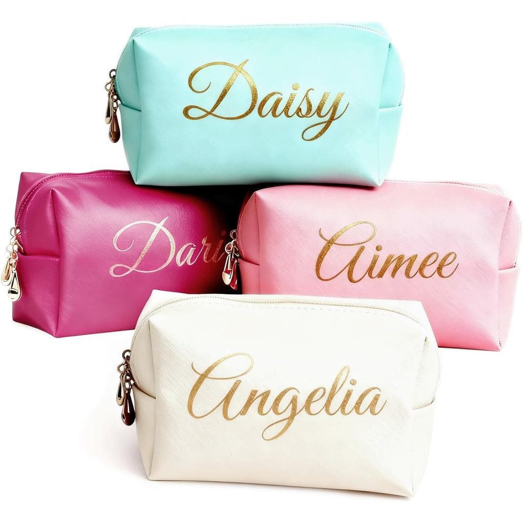 Bolsa de Maquiagem Personalizada com Nome e Flor do Mês de Nascimento - Nécessaire Personalizada para Mulheres, Presente