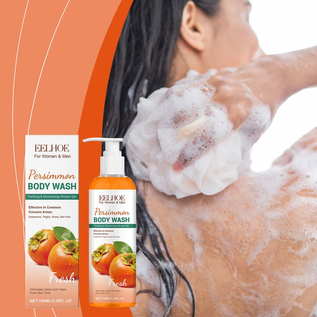 Sabonete Corporal Purificante De Caqui 100ml , Gel De Banho Desodorizante Natural Para Pele Fresca E Uniforme