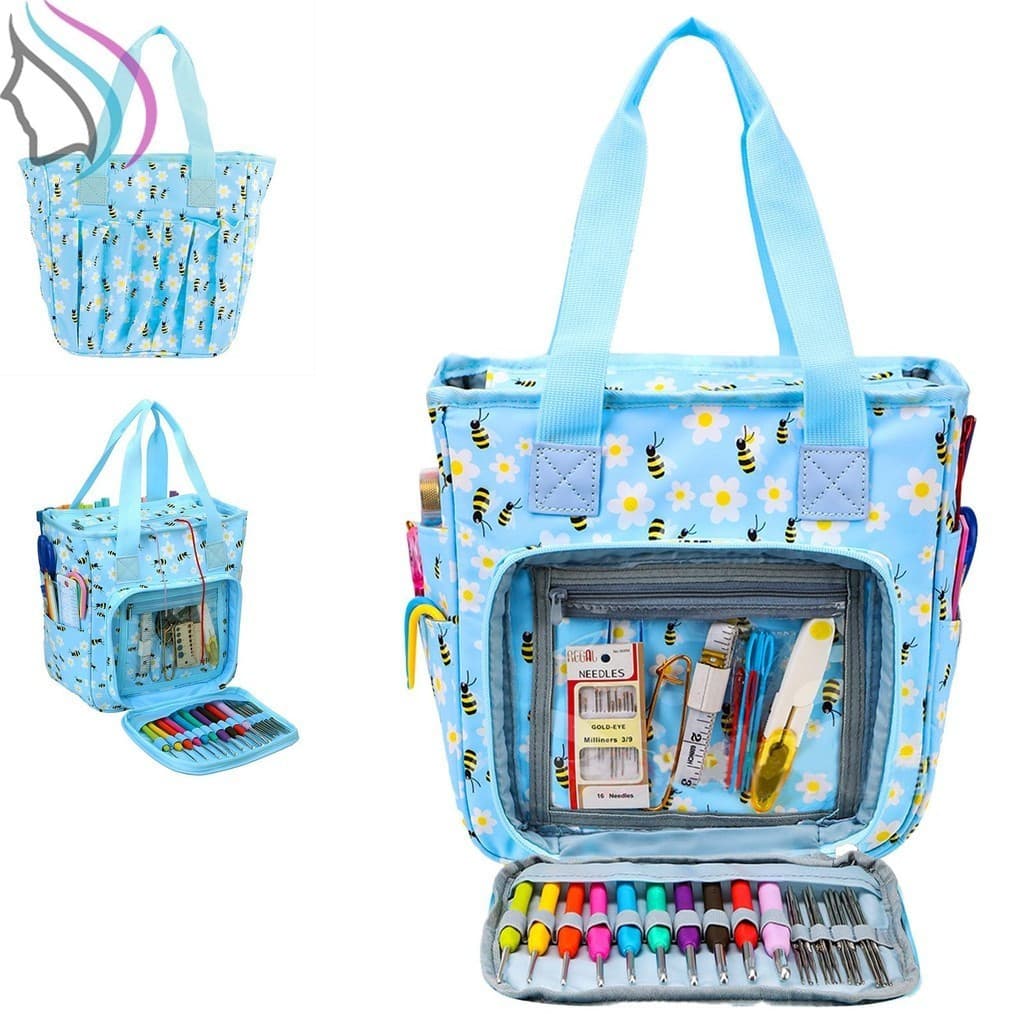 Saco De Tricô Portátil Armazenamento De Fios Tote Grande Capacidade Organizador Crochê Oxford Pano À Prova Dwaterproof Á