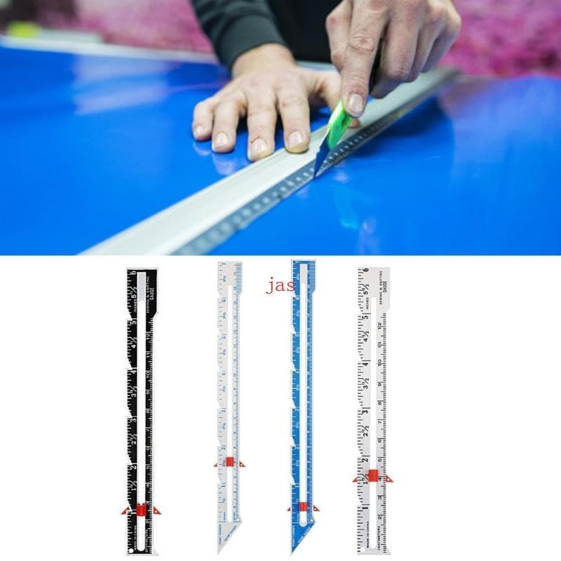 Medidor Costura Tecido Metal Acolchoado Régua Bainha Medição Ferramenta Para Tricô Hemmin