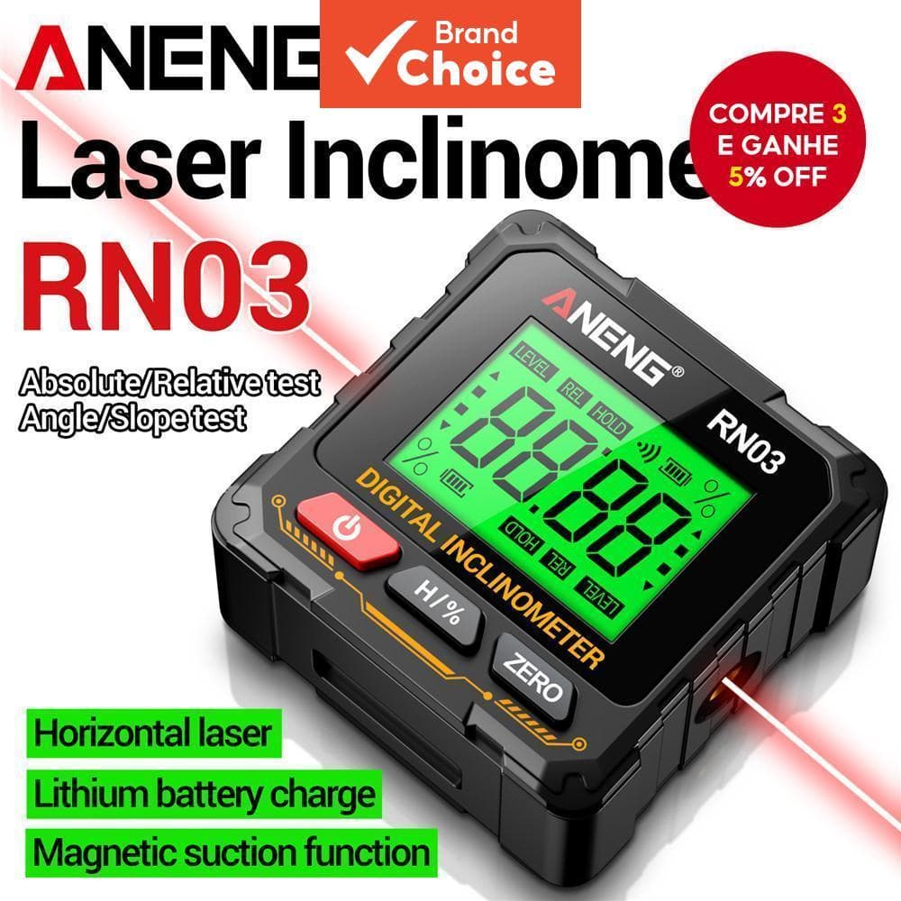 Um Conjunto De Localizador De Ângulo Digital ANENG RN03 , Inclinômetro A Laser , Régua De Nível Transferidor USB Recarre