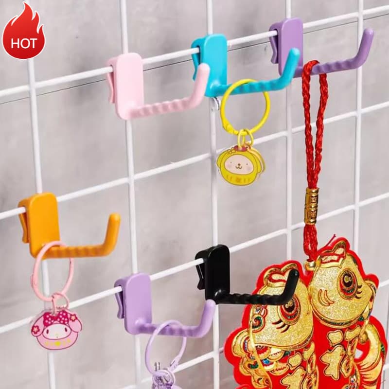 LA1N-10 PCS Ganchos De Exibição De Prateleira De Perfuração Sem Furo Folha De Malha Plástico De Arame Armazenamento De J