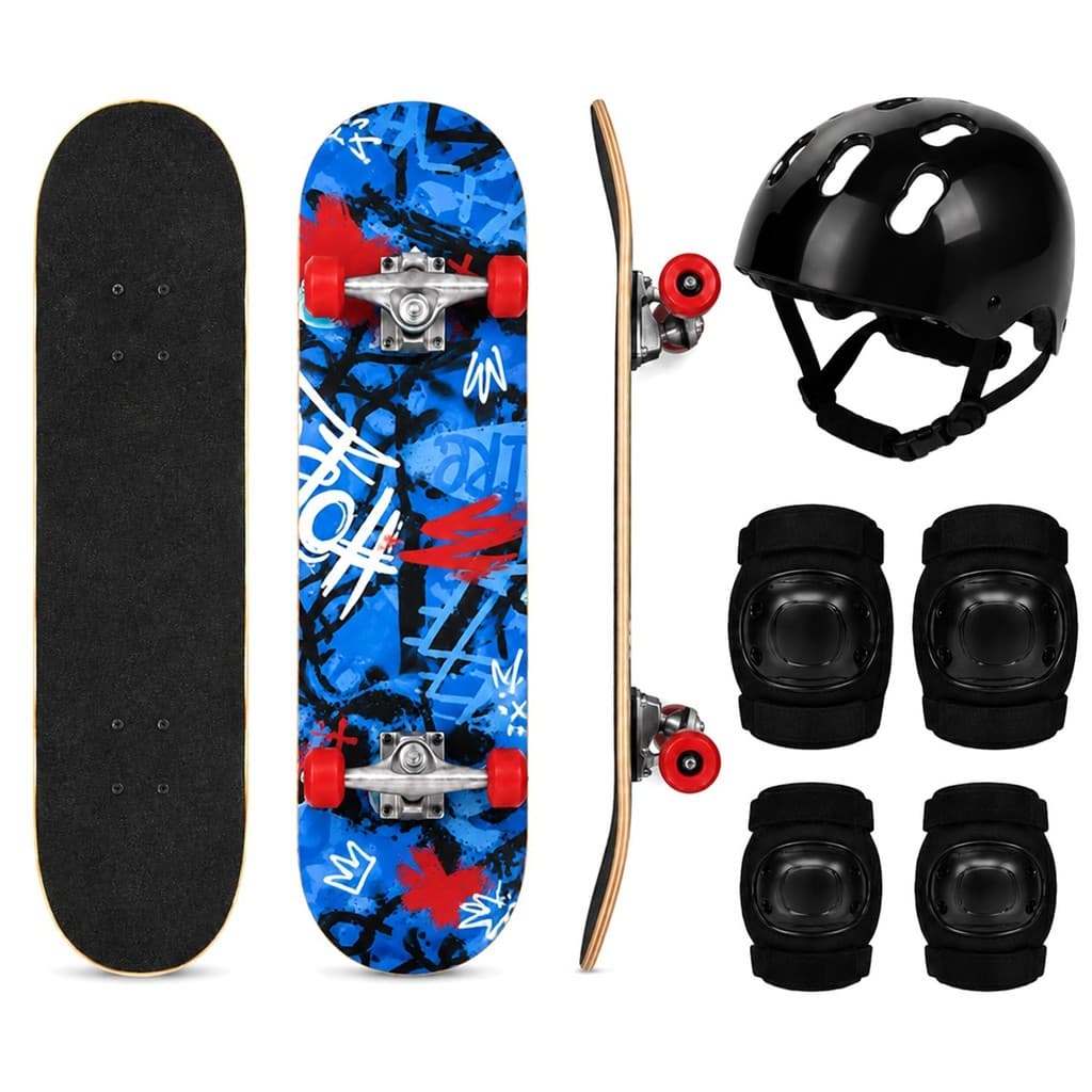 Skate Infantil Shape Estampa Grafite Holográfico Profissional Acessórios De Segurança P/ Iniciantes