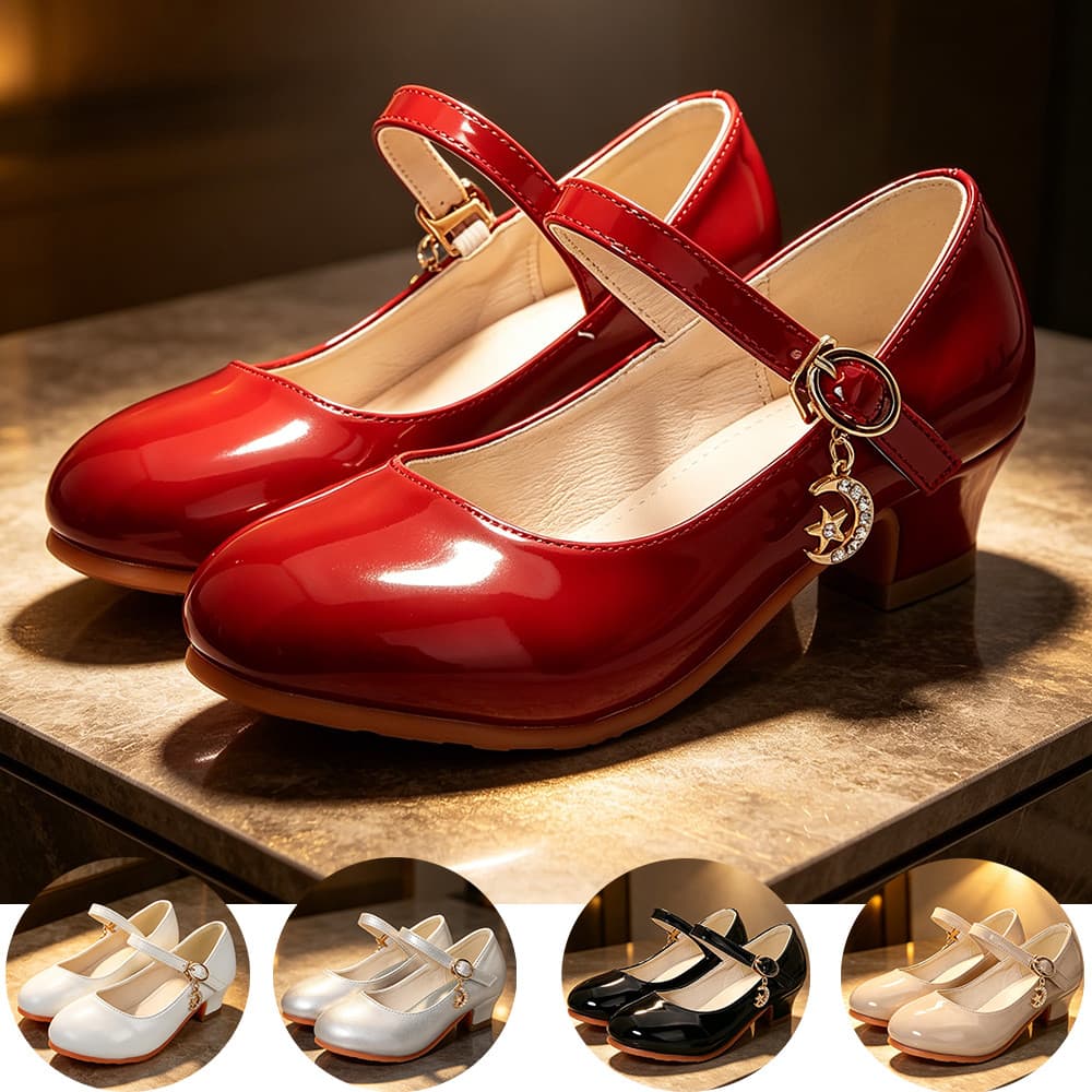 Criança Brilhante Elegante Princesa Sapatos Crianças Couro Patente Mary Jane De Salto Baixo Uniforme Escolar Para Casame