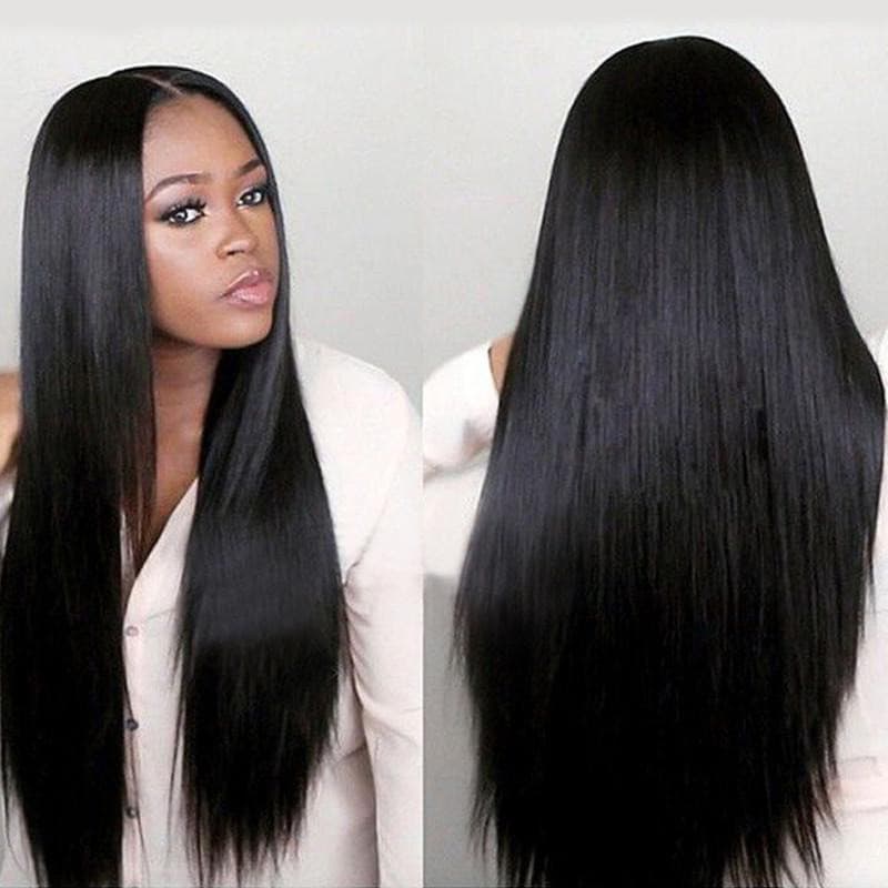 Peruca feminina europeia americana feminina médio longo cabelo reto peruca africana cabelo longo fibra química chapelari