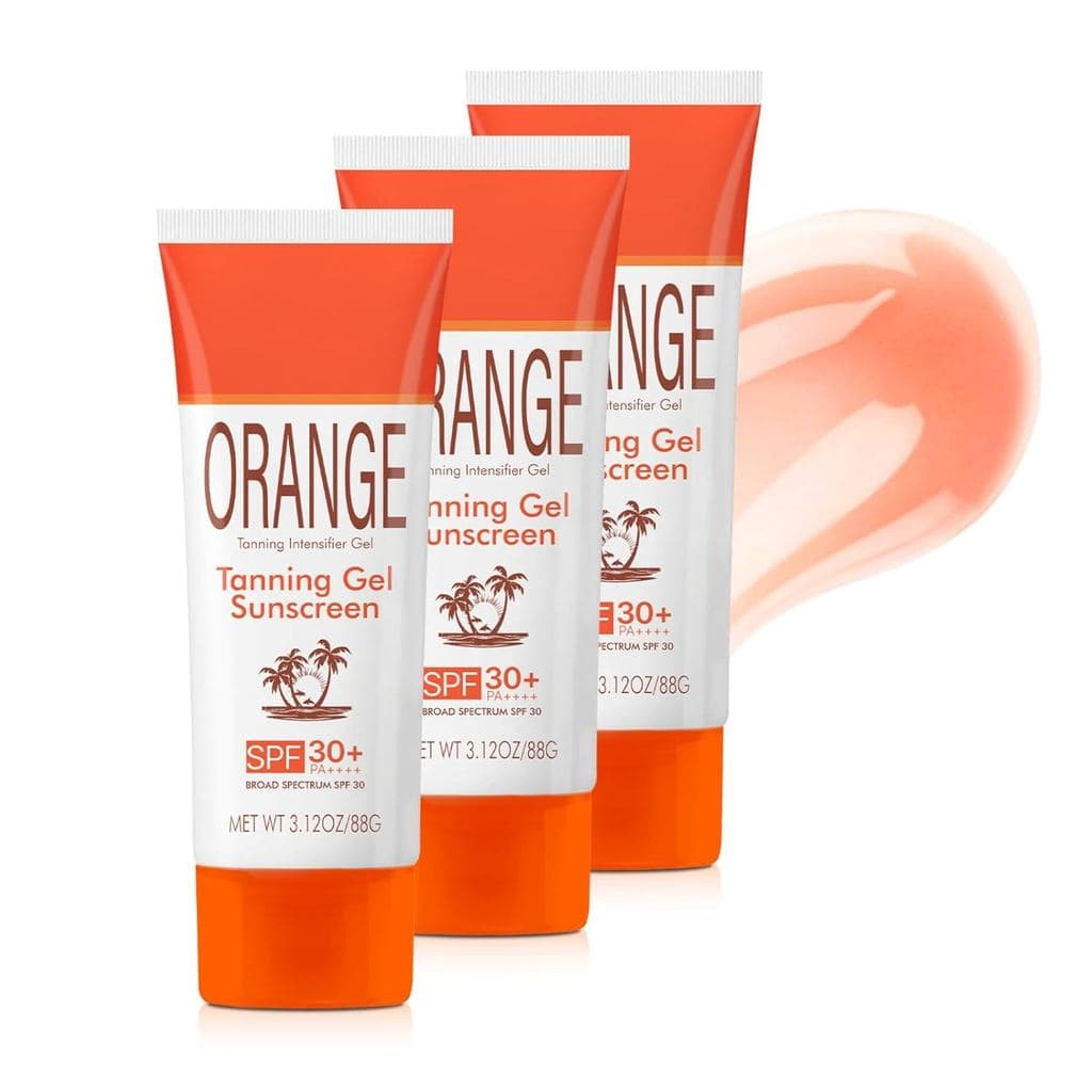 Gel Bronzeador Laranja com Protetor Solar FPS 30+, Hidratante e Umectante com Óleo de Coco, Bronzeador Não Oleoso para T