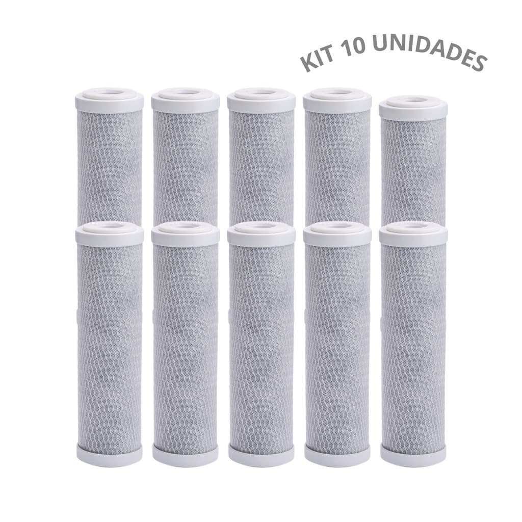 10 Refil Filtro Carvão Ativado Block 9 3/4'' 5 M Cor Branco