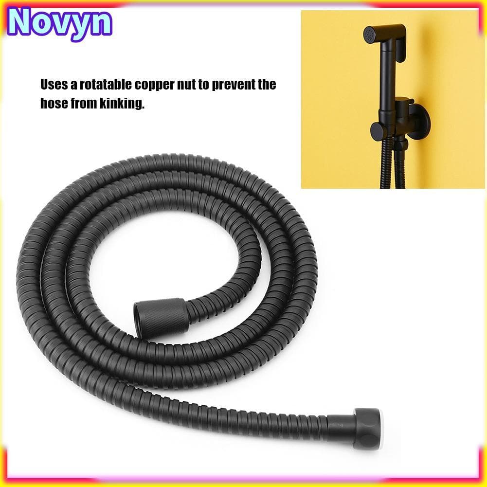Mangueira de chuveiro flexível portátil, 1.5m, preta fosca, substituição, tubo de aço inoxidável de alta pressão com