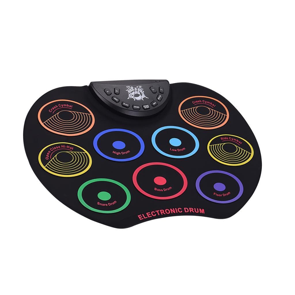 Conjunto de tambor de enrolar tamanho compacto Borlyn-br Kit eletrônico com 9 almofadas de silicone USB/bateria