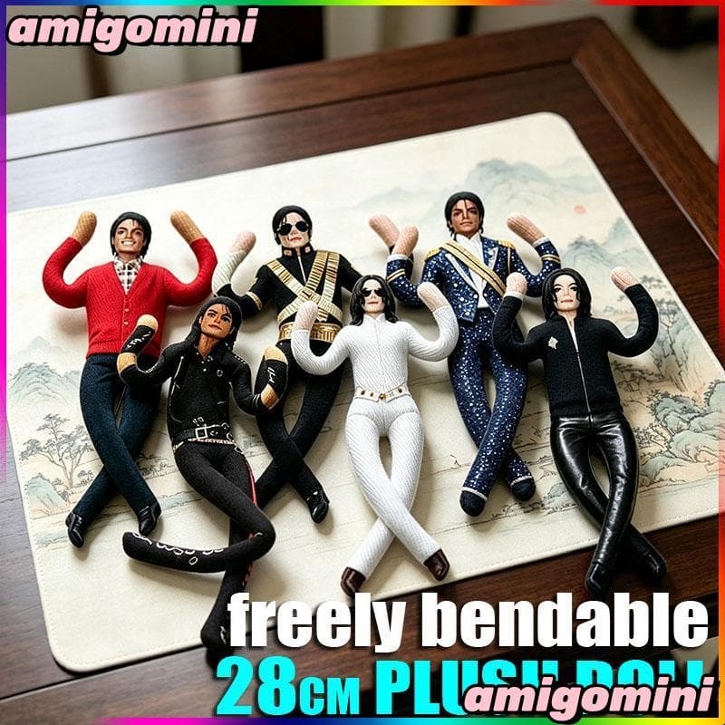 Boneca Michael Jackson De 28 cm , Brinquedo De Pelúcia Abstrato Com Esqueleto De Arame Embutido Que Permite Vários poses