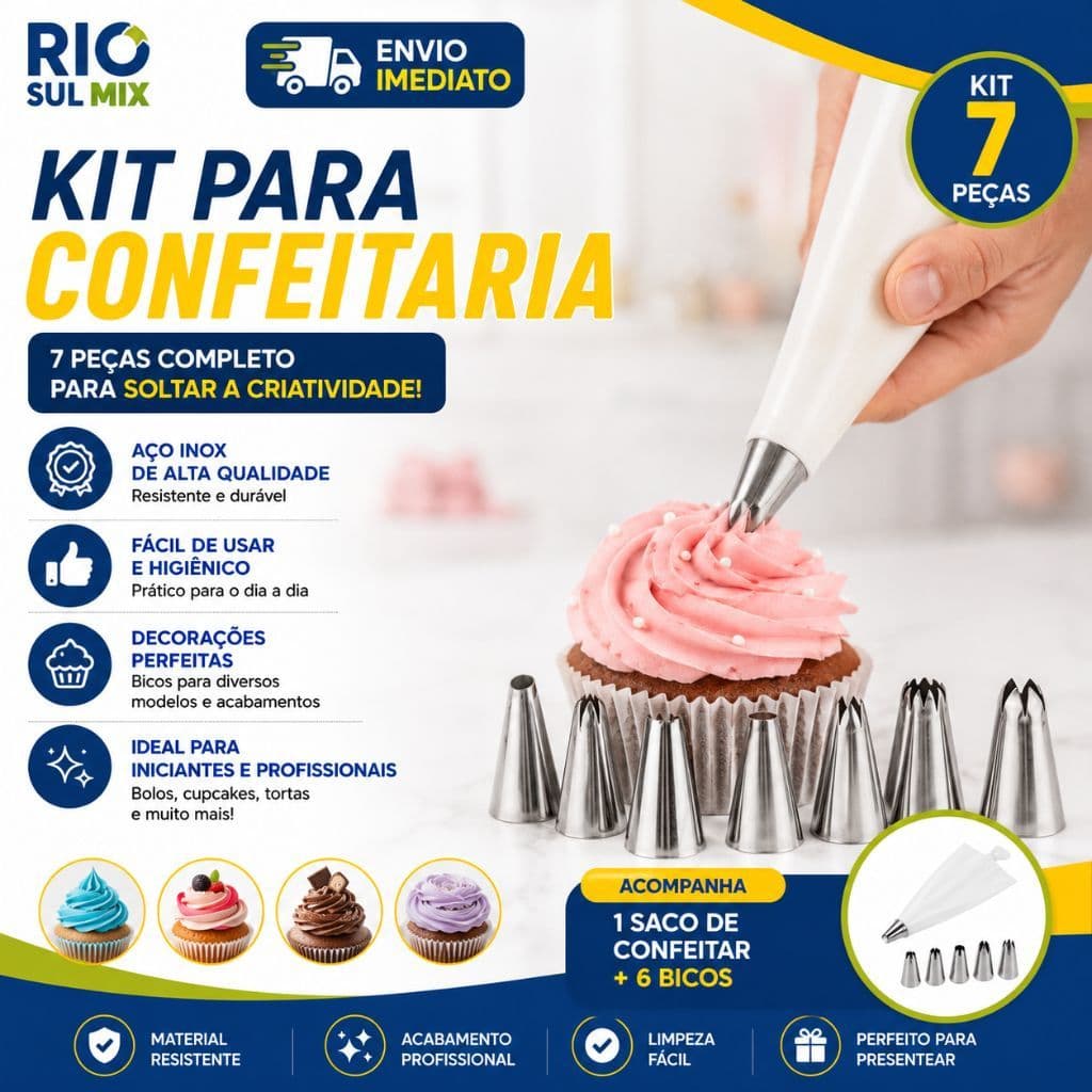 Kit Bicos e Saco De Confeitar Inox 14/28  Peças Saco Reutilizável Para Bolos Cupcakes Doces Tortas Confeitaria