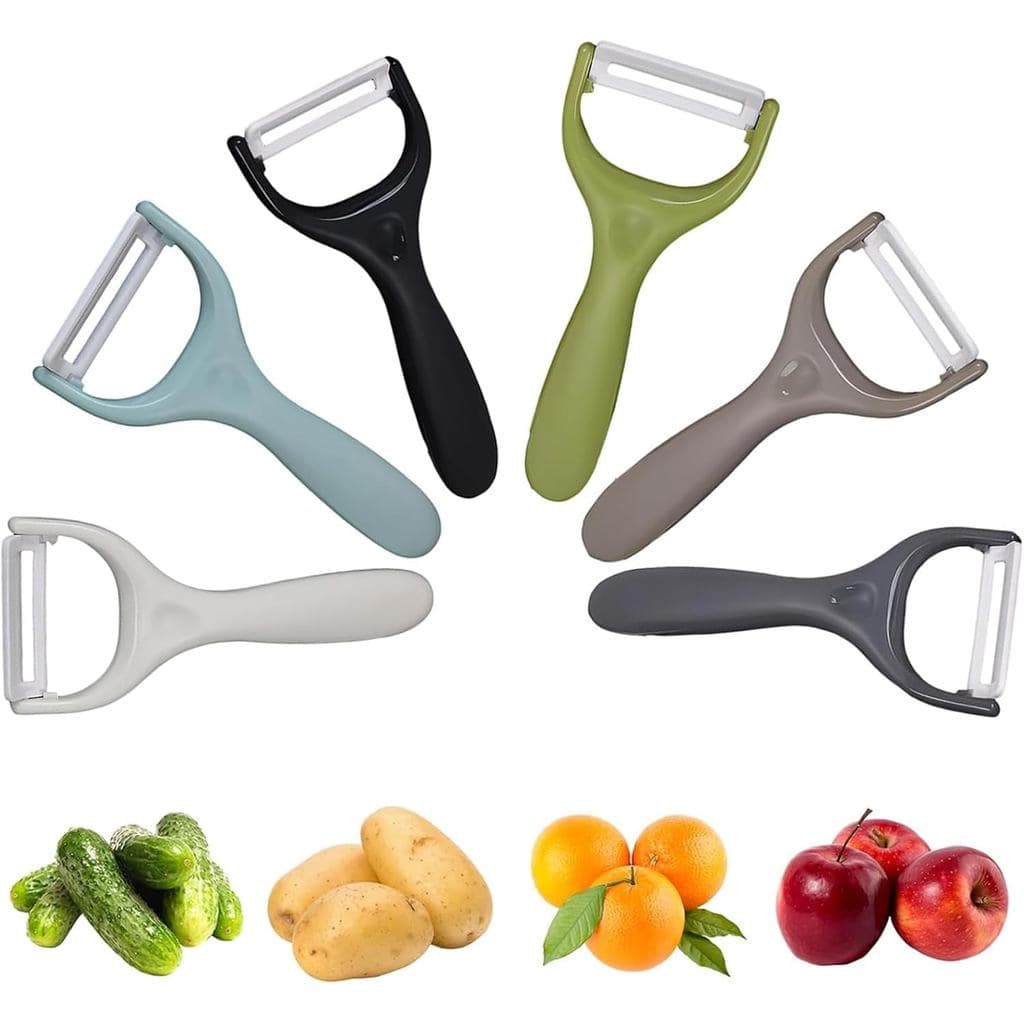 Conjunto de 6 Descascadores de Legumes Trez Treamer para Cozinha, Descascador de Cerâmica Y, Conjunto de Descascadores S