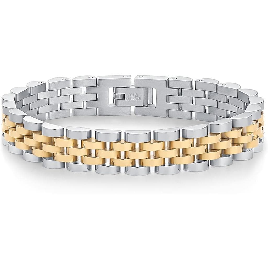 Pulseira de Relógio à Prova d'Água com Banho de Ouro 14K PAVOI para Mulheres |   Pulseira de elos grossos em aço inoxidá