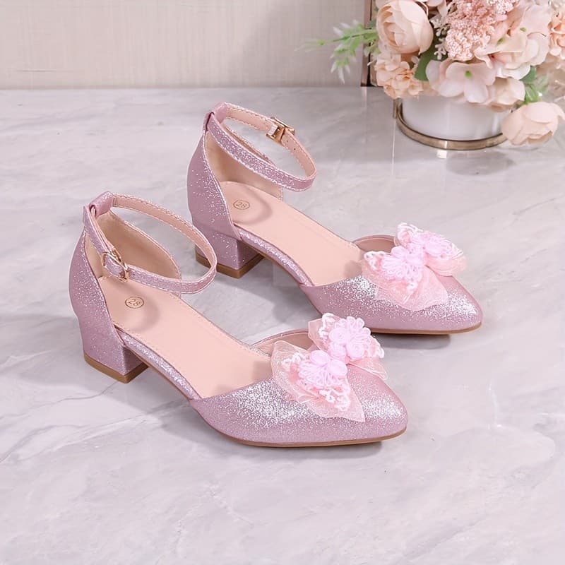 Novos Sapatos De Princesa Com Laço De Salto Alto , Sandálias Vintage Vazadas Para Estações De Primavera E Verão
