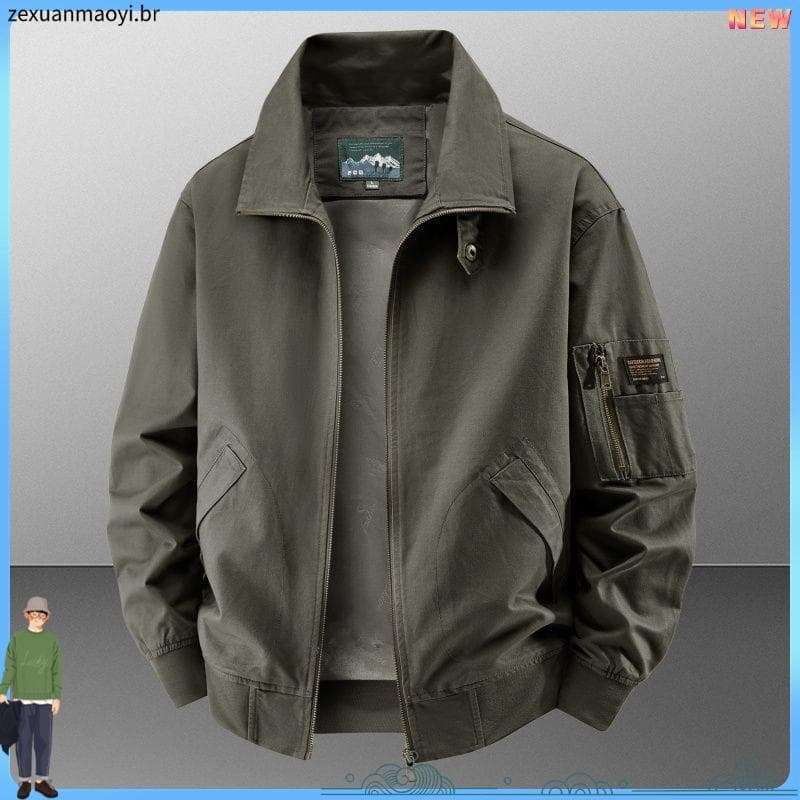 Primavera outono ao ar livre tamanho grande jaqueta de algodão puro masculino Casual Retro macacão jaqueta masculina top