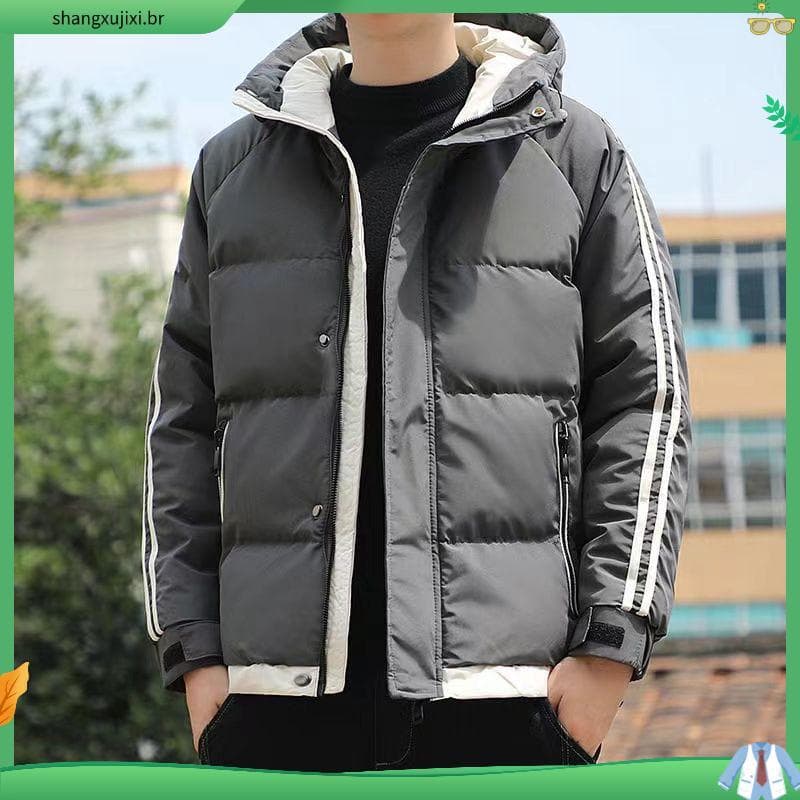 Jaqueta acolchoada masculina novo estilo inverno na moda quente engrossado solto com capuz jaqueta acolchoada à prova de