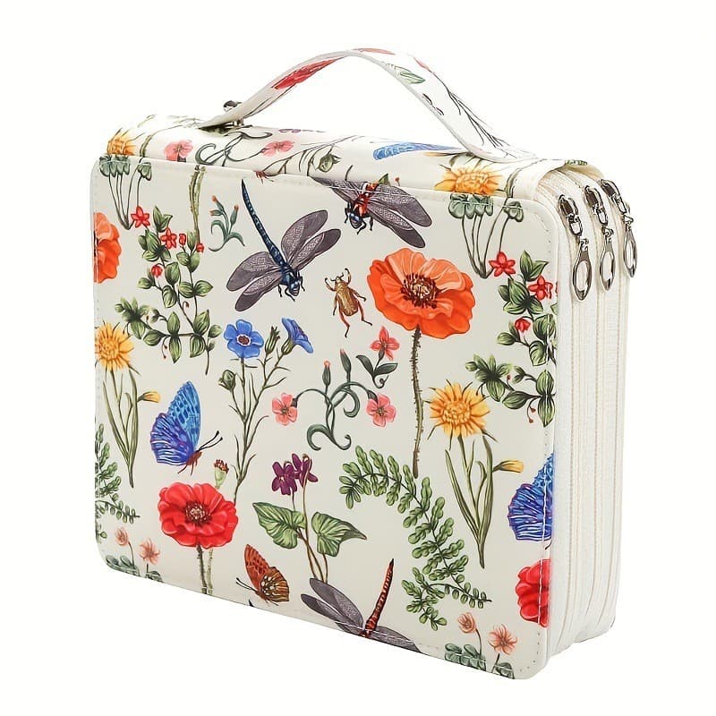 Estojo de lápis multicolorido de grande capacidade com 124 furos e zíper, bolsa para canetas de três camadas, bolsa para