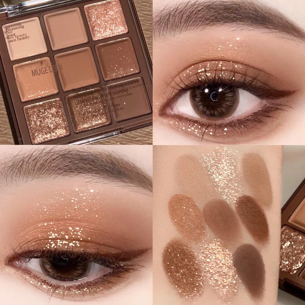 9 cores paleta de sombras cor terra Chocolate nove cores paleta de sombras em pó delicado perolado fosco Glitter pó maqu