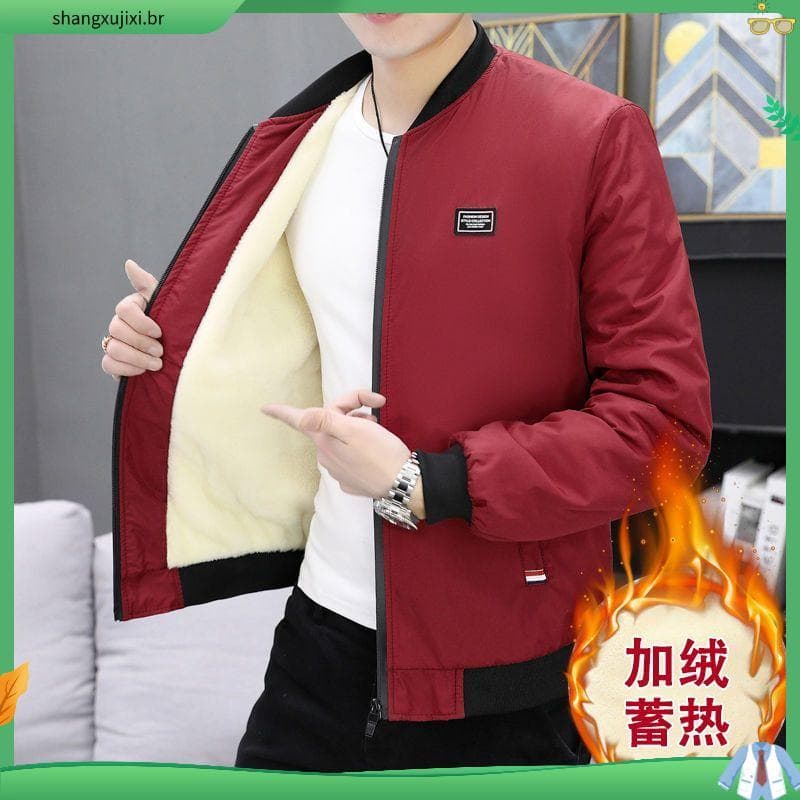 Outono inverno forro de lã masculino engrossado juventude jaqueta outono inverno novo estilo Casual uniforme de beisebol
