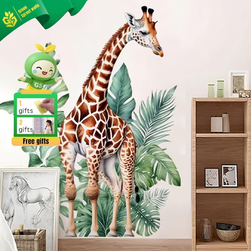 Adesivo de parede Girafa Floresta Animal PVC à prova d'água à prova de óleo 30x90cm Removível não machuca a parede Amor