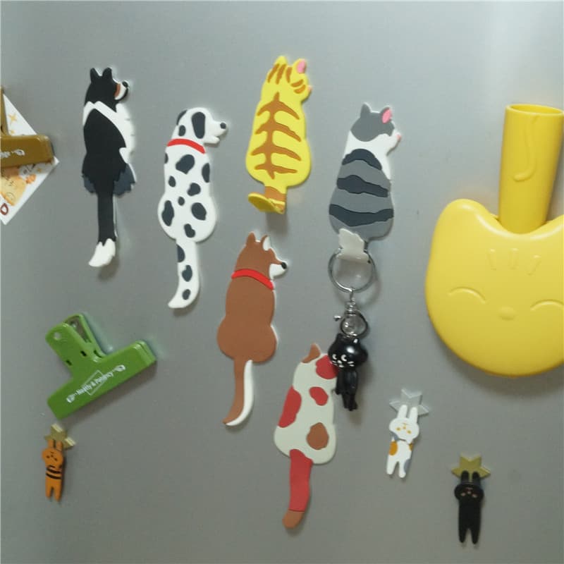 Gato mantimentos estilo japonês Q bonito gato cauda magnética geladeira adesivo gancho bonito animal de estimação gatinh