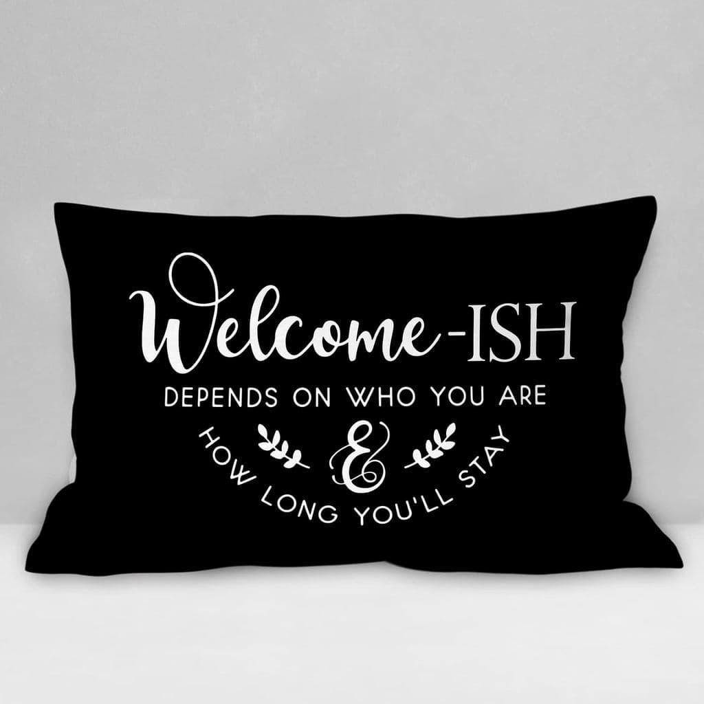 Capa de Almofada Decorativa Engraçada "Welcomeish" da Burosev, Capa de Almofada Decorativa Rústica "Welcome-Ish", Decora
