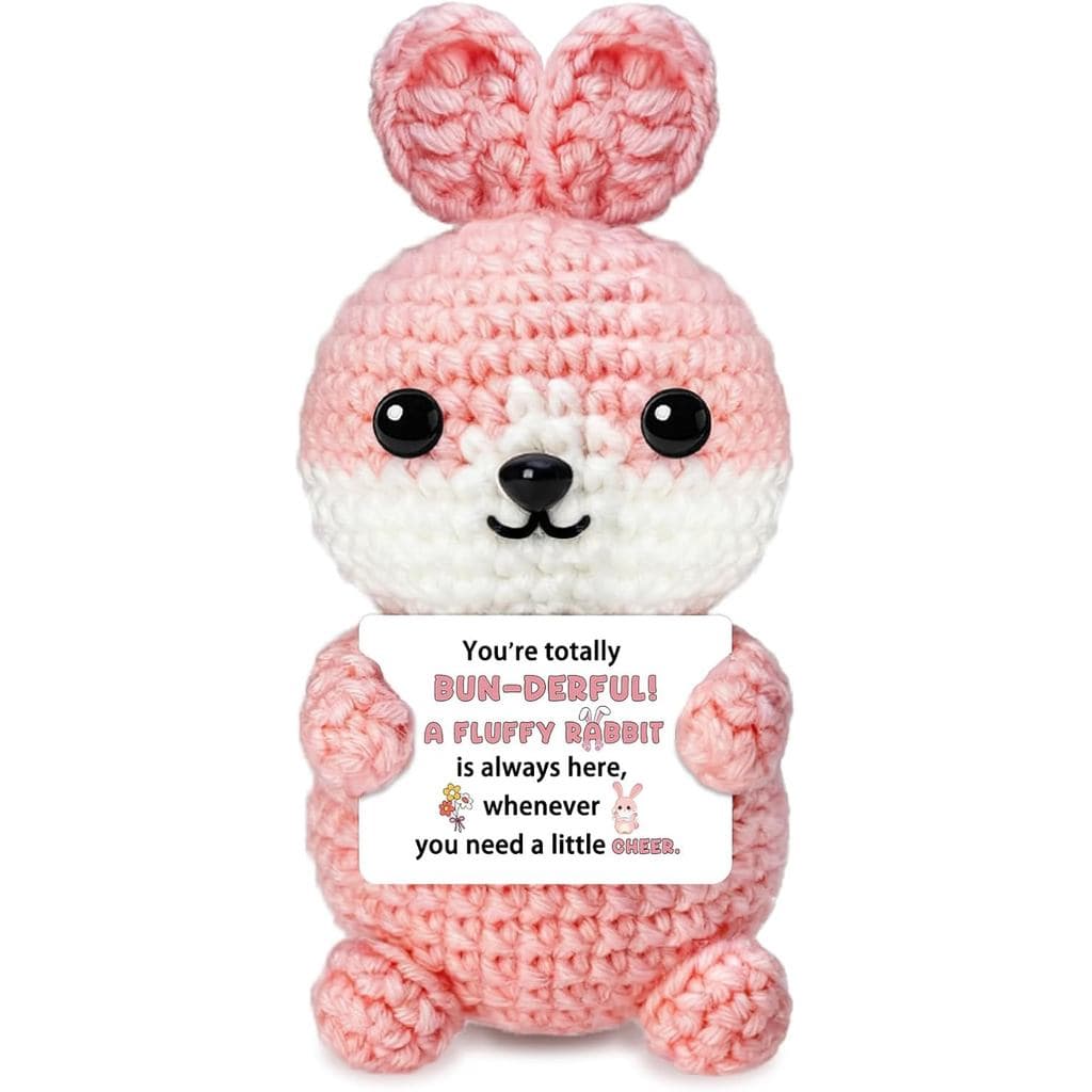 Coelhinho de Páscoa Positivo de Pelúcia, Presente para Mulheres, Amigas, Melhores Amigas, Irmãs, Presentes de Crochê Emo
