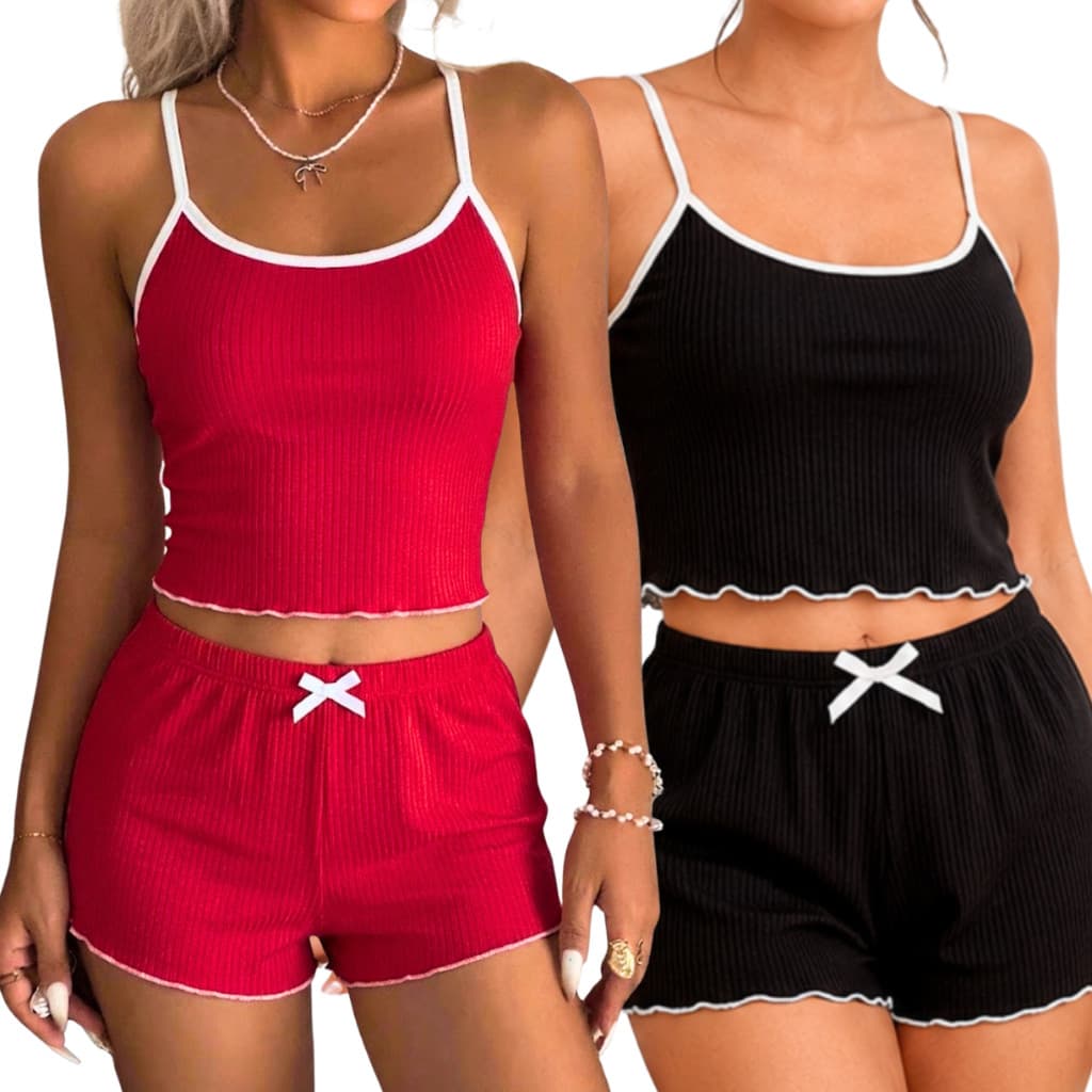 Kit 2 Conjuntos Baby Doll Feminino de Alcinha Confortável Verão