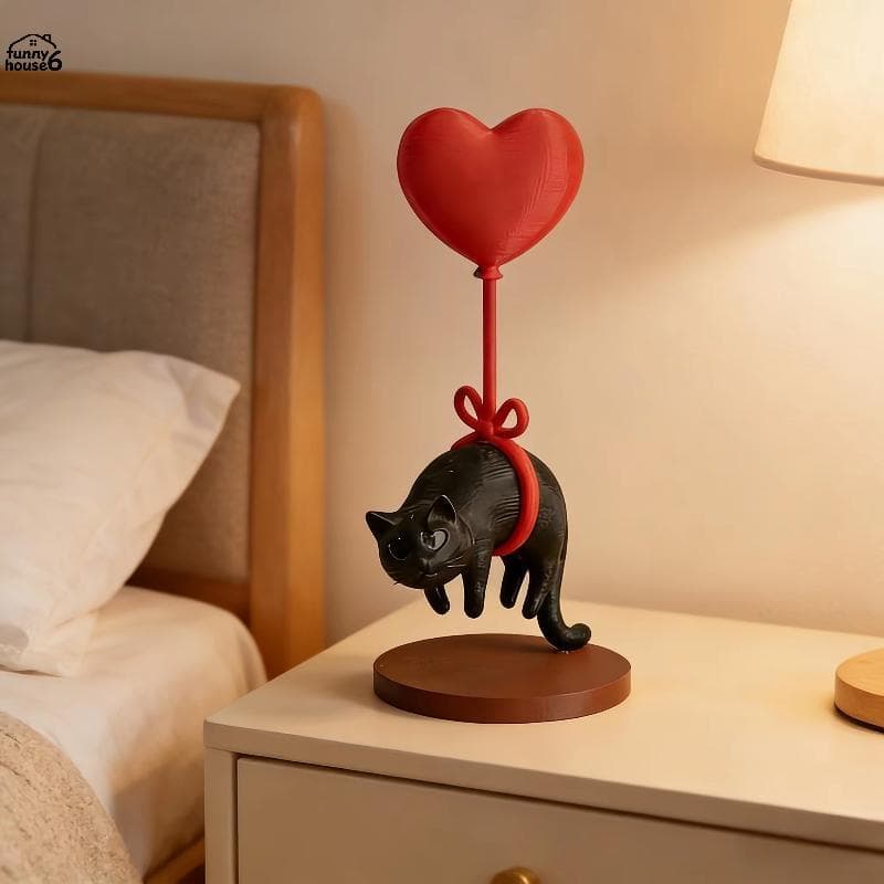 Diversão Flutuante Gato Coração Balão Romântico Decoração Criativa Fácil De Montar Para Mesa De Escritório Estante Prese