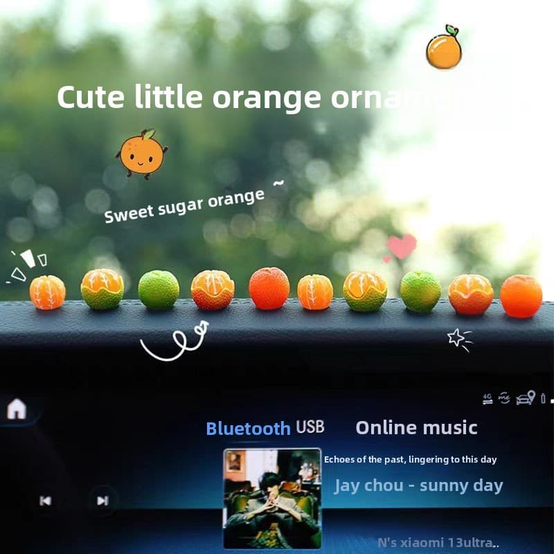 ENVIO RÁPIDO: Enfeite de Carro Laranja Doce Fresco, Adorno Fofo para Retrovisor e Painel, Acessórios Divertidos para Int