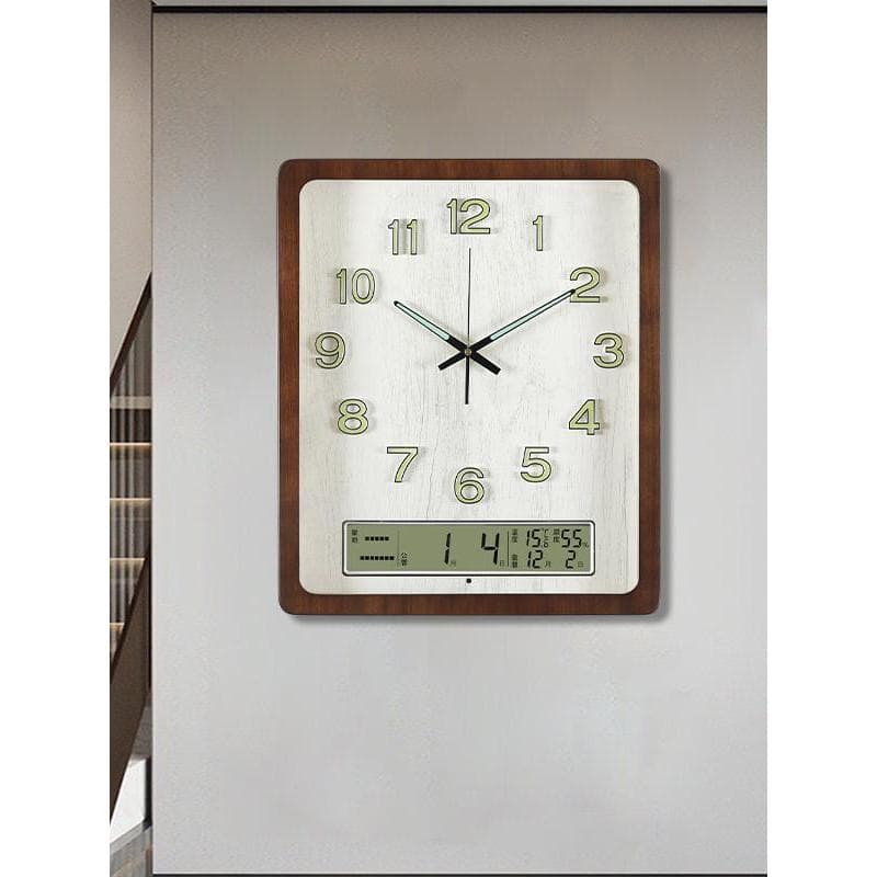 Han relógio de parede para sala de estar, calendário perpétuo doméstico, temperatura, umidade, quartzo, quadrado, HW9014