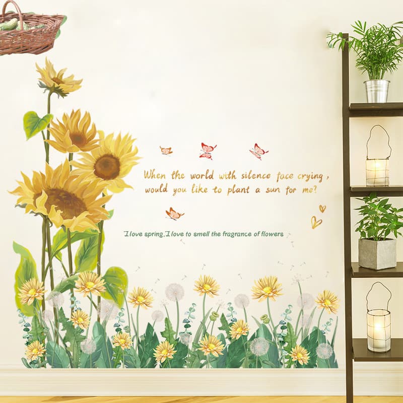 Girassol pintura de parede adesivos de parede quarto corredor fundo papel de parede pintura decorativa Layout papel de p