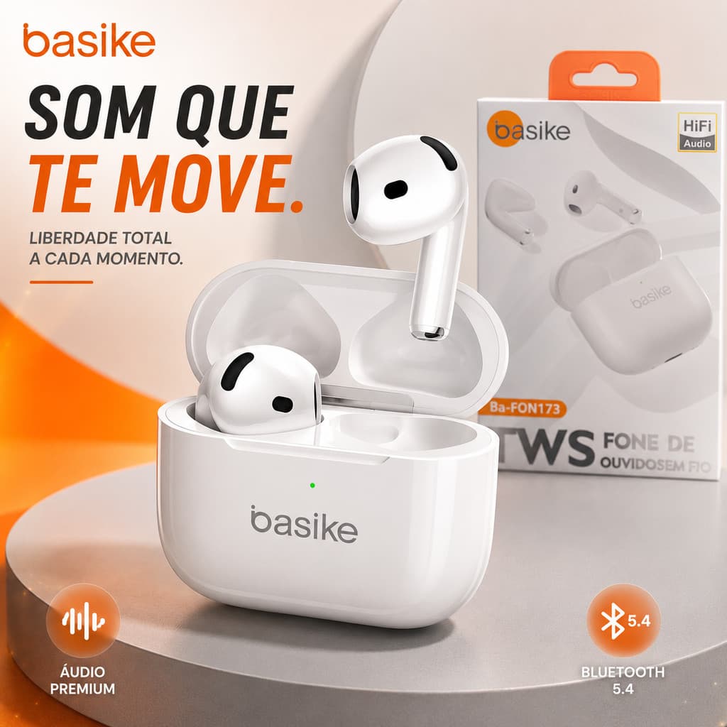 Basike Fone de Ouvido Sem Fio  Com Cancelamento De Ruído Bluetooth Pop-Up para iOS e Android