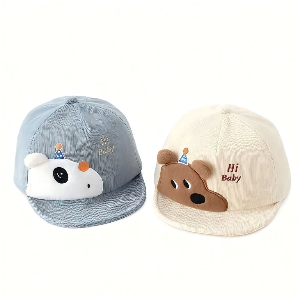 Boné de Bebê Estilo Primavera e Outono para Meninos, Boné de Beisebol com Aba Macia e Estampa de Desenho Animado, Boné d
