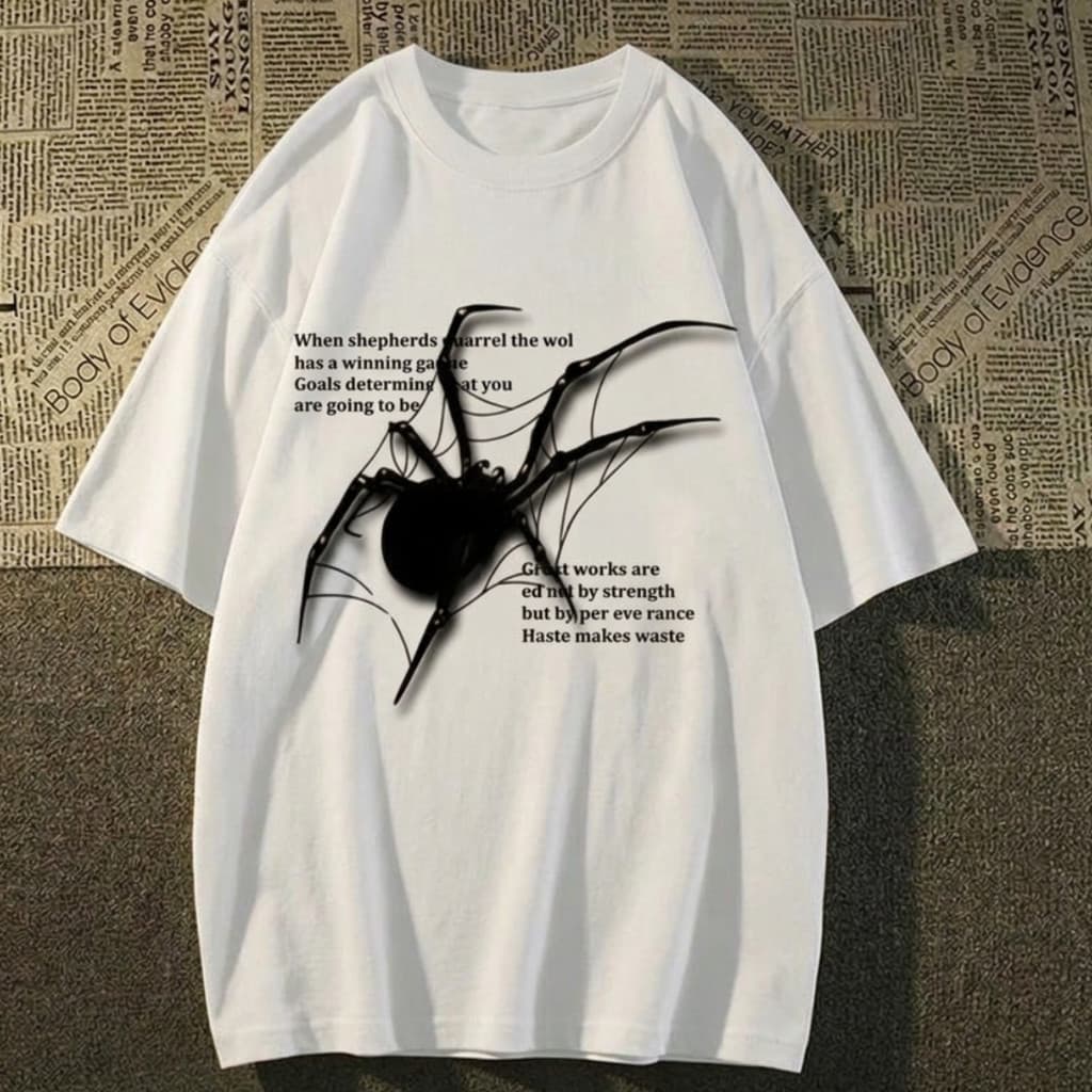 Camiseta Oversized Streetwear Estampa Aranha Spider Y2K Unissex
