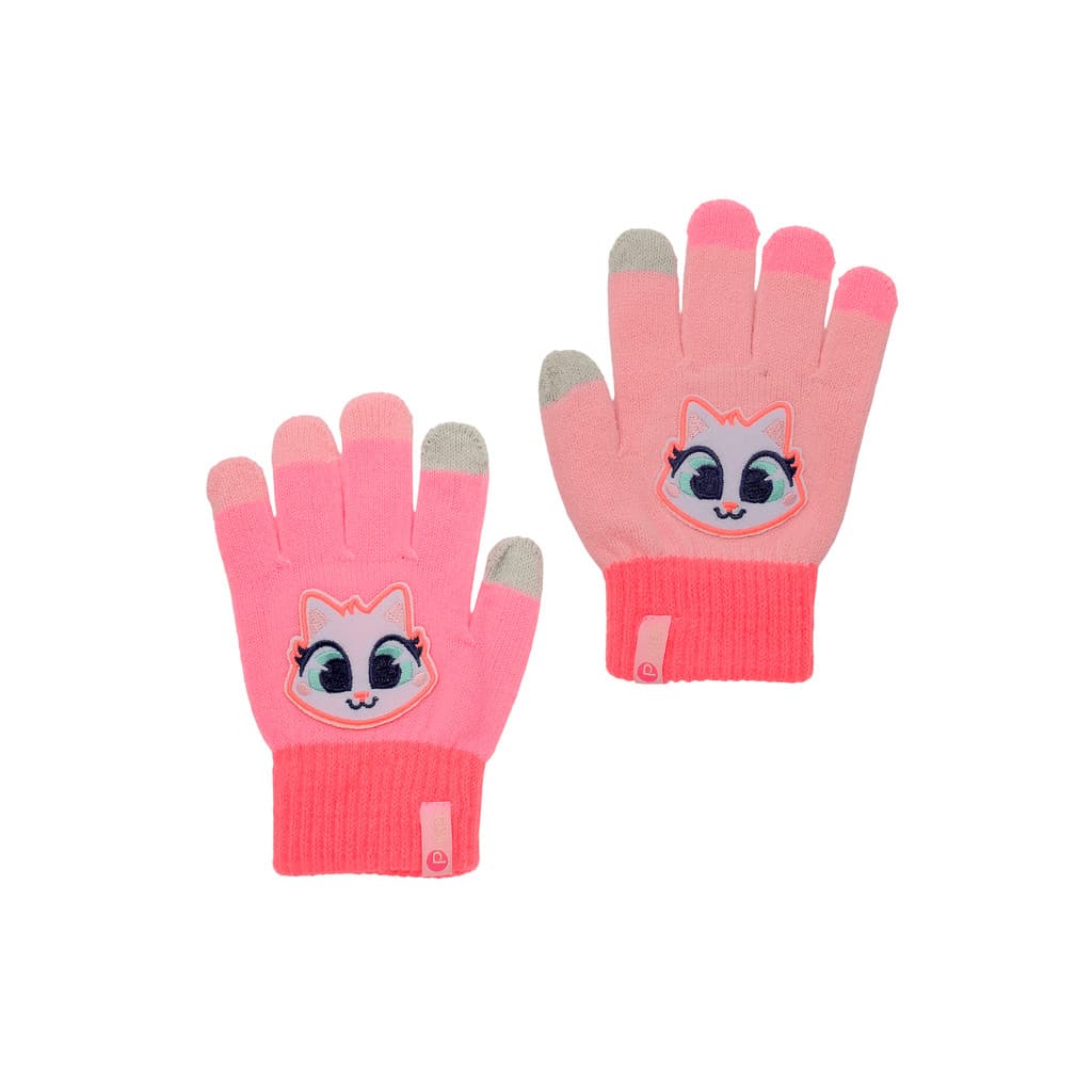 Luva Infantil Gata Touchscreen Acrílico Rosa Original Puket