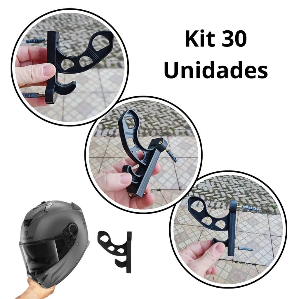 Kit 30 Suporte para Capacete de Moto Organização e Proteção na Parede